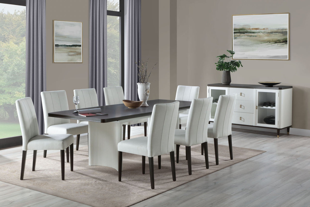 Carene Dining Table with Leaf - Brown and White