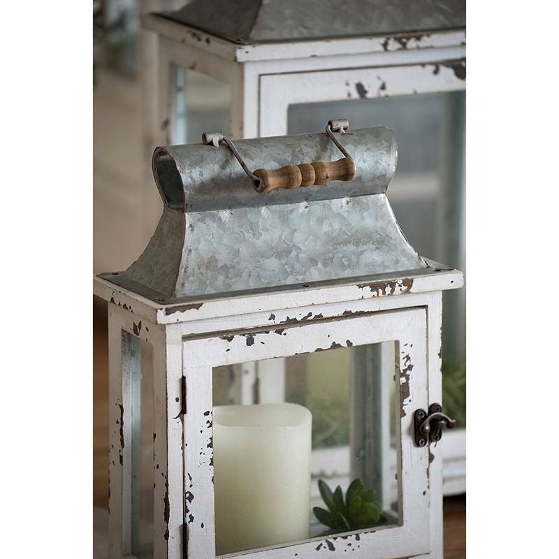Decorative Wooden Candle Lantern Set of Two with Glass – Indoor & Outdoor Use