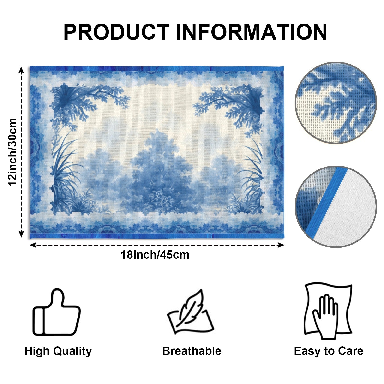 Flow Blue Meadow Placemats, Set of 12 — Back Alley Exclusive