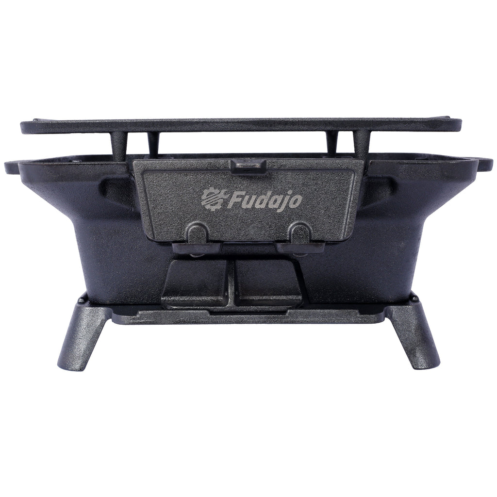 Oval Cast Iron Grill with Enamel Coating - Charcoal Tabletop Skillet