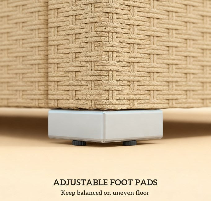 Outdoor Rattan Sofa with Cushions and Throw Pillows - Natural