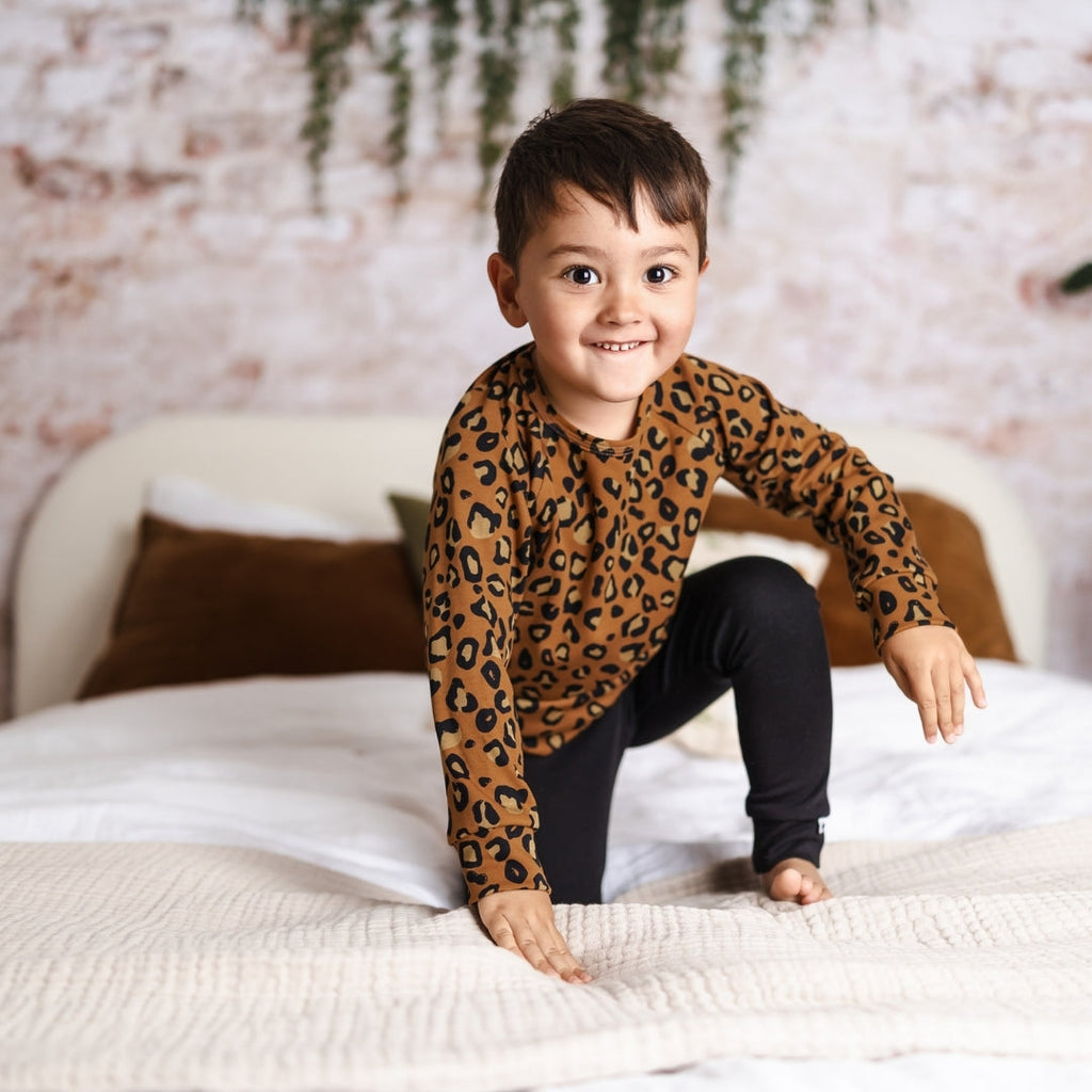 Baby/Kids' Bamboo All-Over Print Raglan Pullover | Bronze Leopard