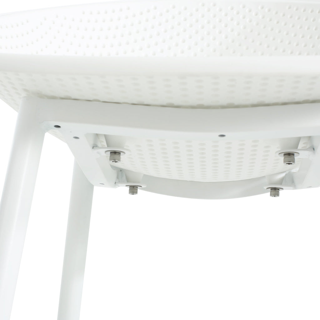 Modern Gable Outdoor Barstool Set of 2 with Perforated Design - White