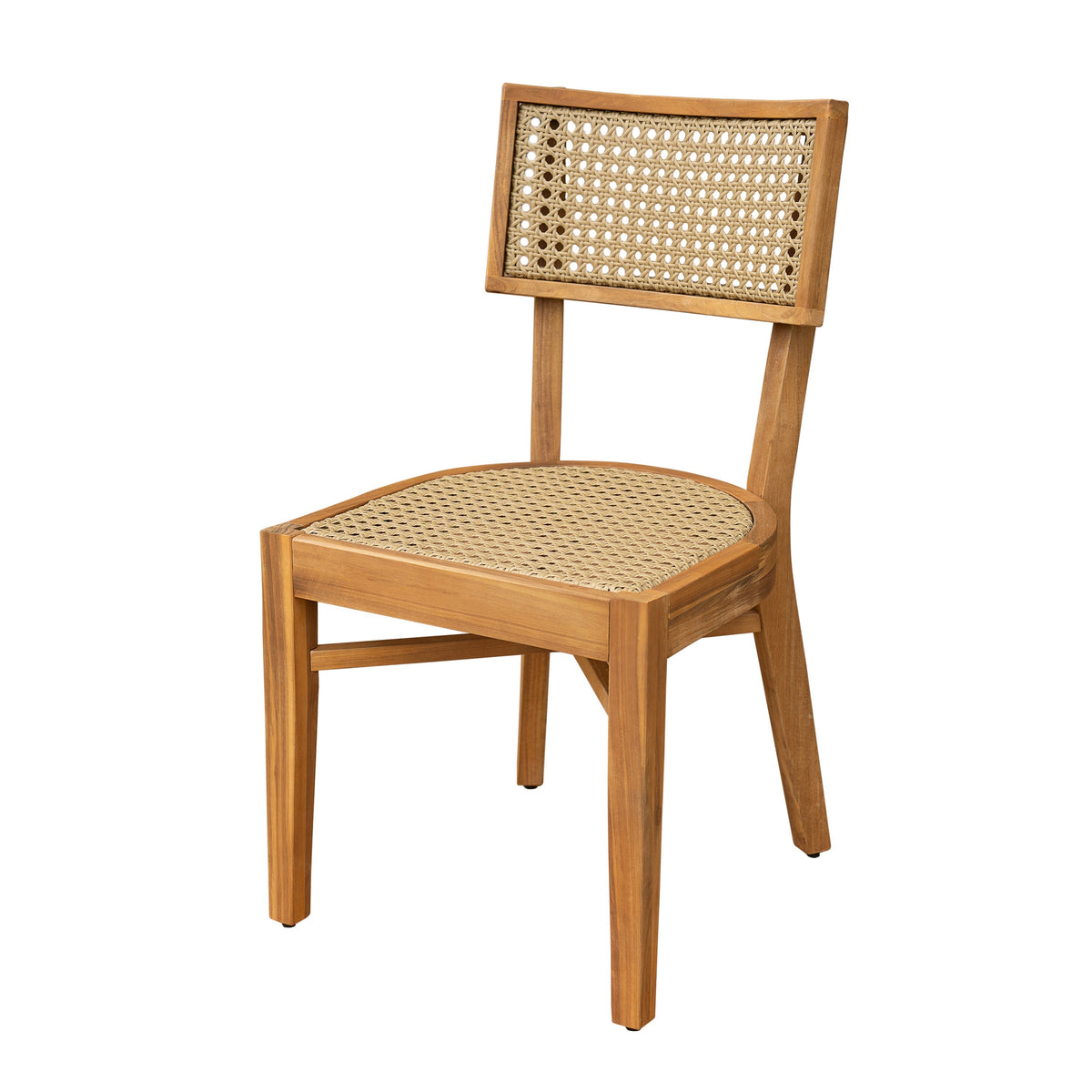 Netro Acacia Wood Dining Chair with Light Brown Wicker