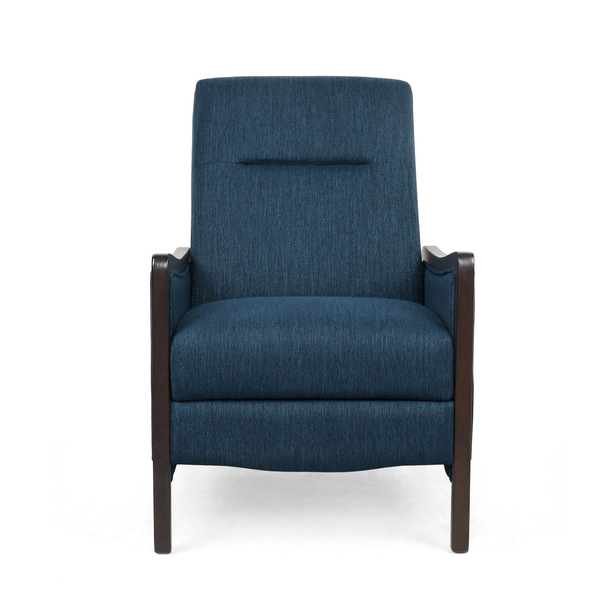Drury Contemporary Fabric Upholstered Pushback Recliner with Birch Wood Legs - Blue or Beige