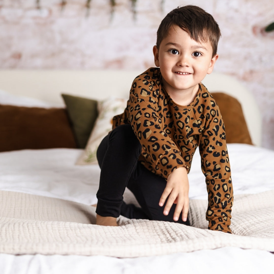 Baby/Kids' Bamboo All-Over Print Raglan Pullover | Bronze Leopard