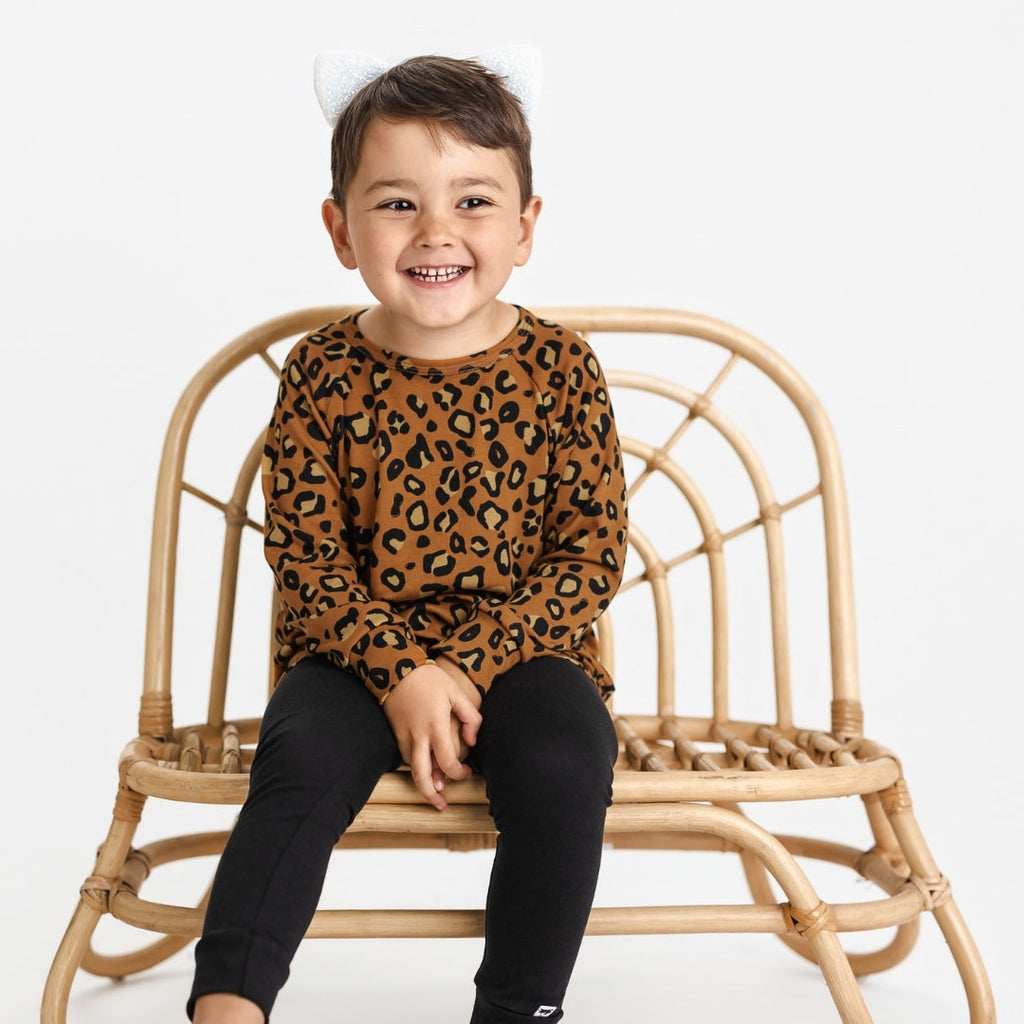 Baby/Kids' Bamboo All-Over Print Raglan Pullover | Bronze Leopard