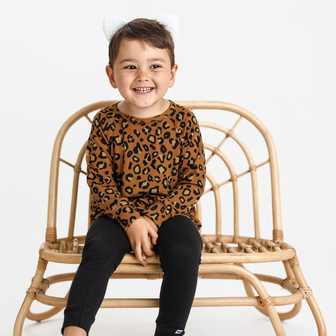 Baby/Kids' Bamboo All-Over Print Raglan Pullover | Bronze Leopard