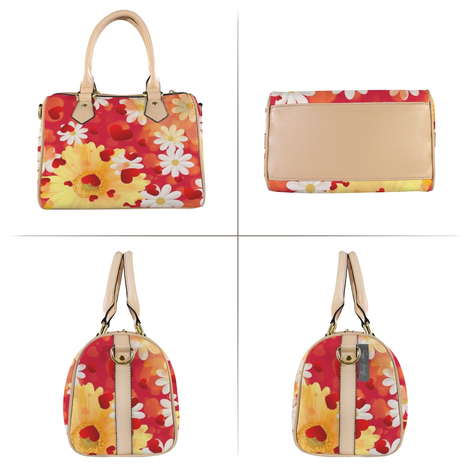 Hearts and Daisies - Barrell Handbag - Design Exclusive to Back Alley