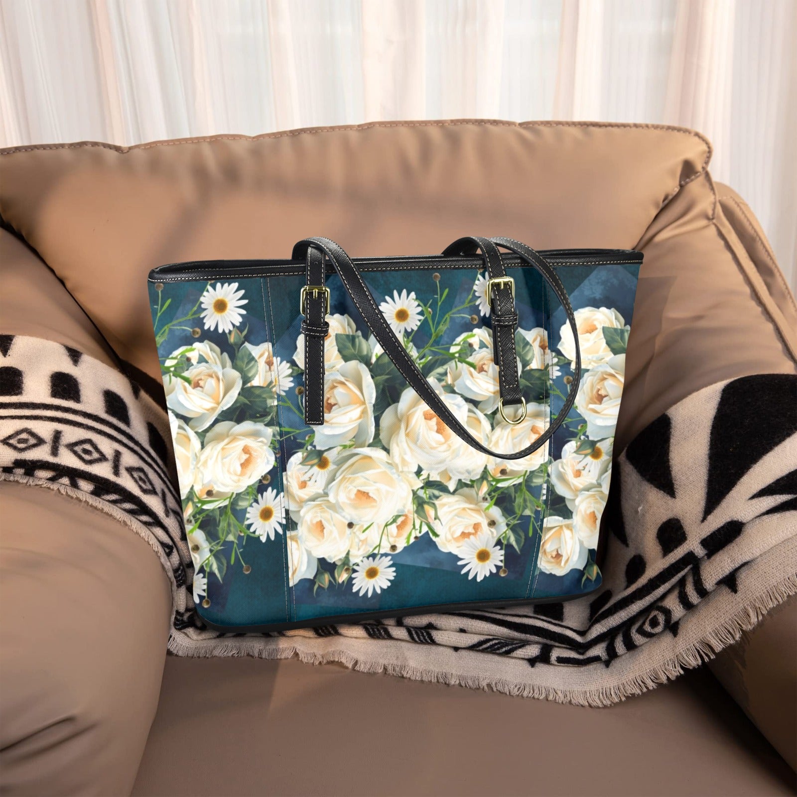 Floribunda & Indigo Small Tote Bag - Vegan Leather