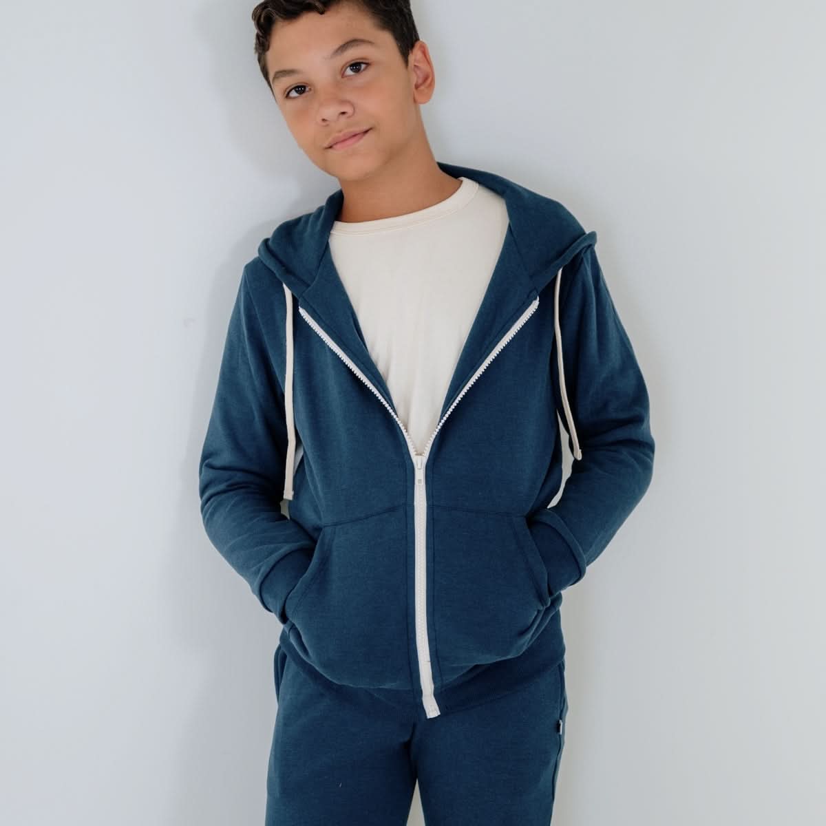 Youth Bamboo Fleece Zip-Up Hoodie | Terracotta