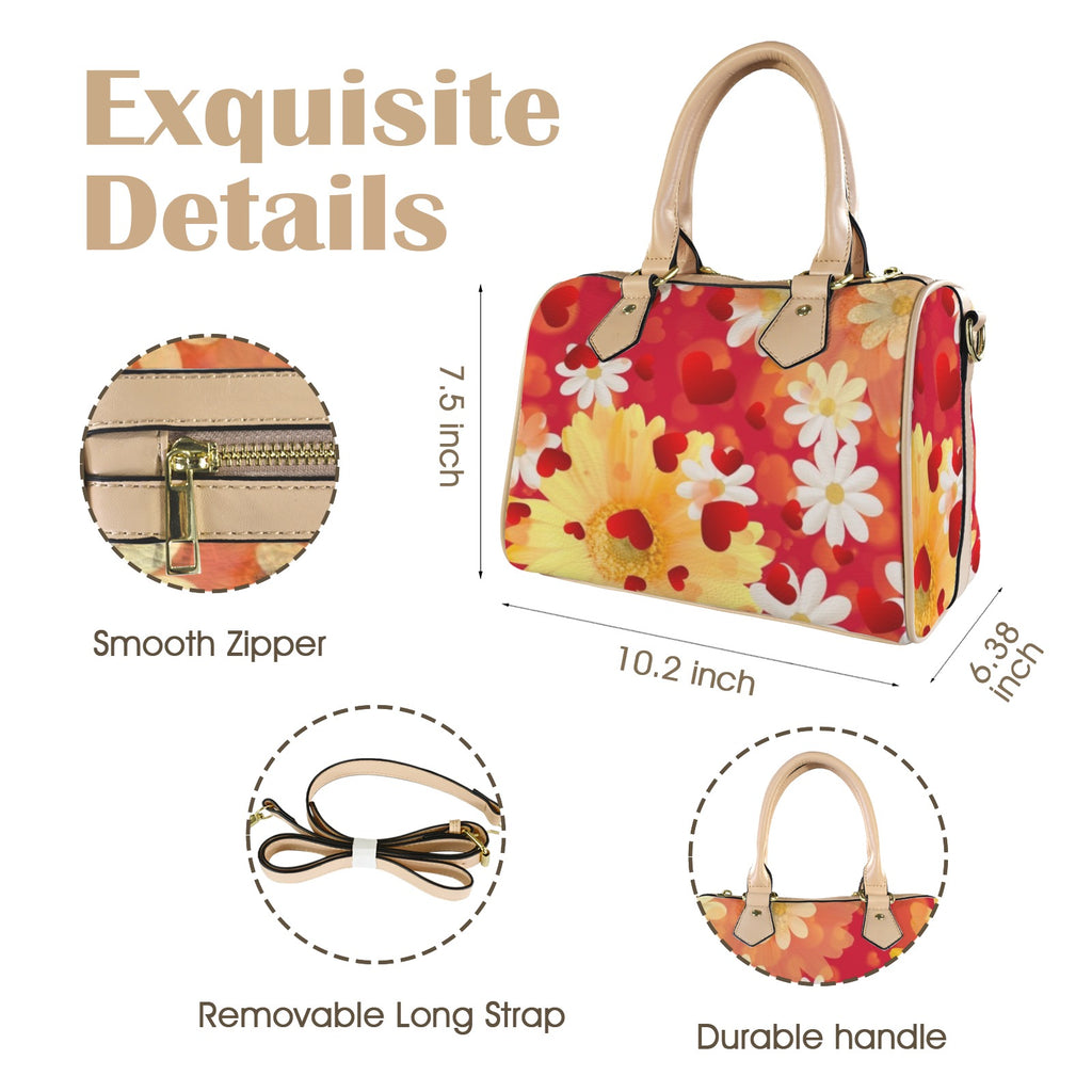 Hearts and Daisies - Barrell Handbag - Design Exclusive to Back Alley