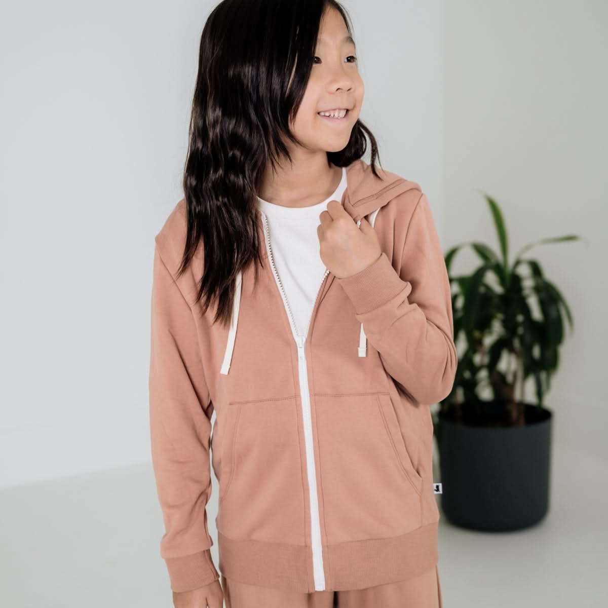 Youth Bamboo Fleece Zip-Up Hoodie | Terracotta