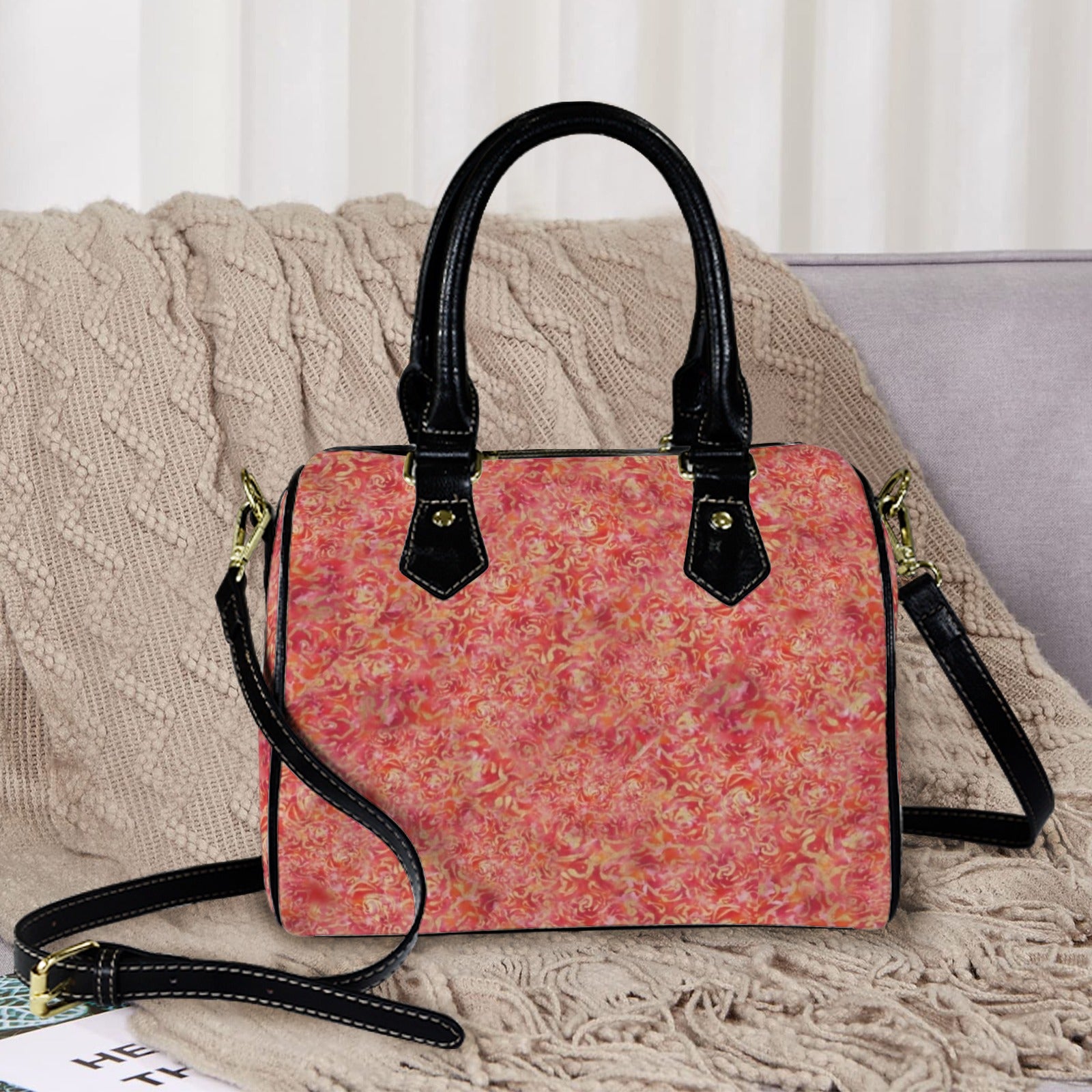 Red Roses Barrel Handbag — Back Alley Exclusive
