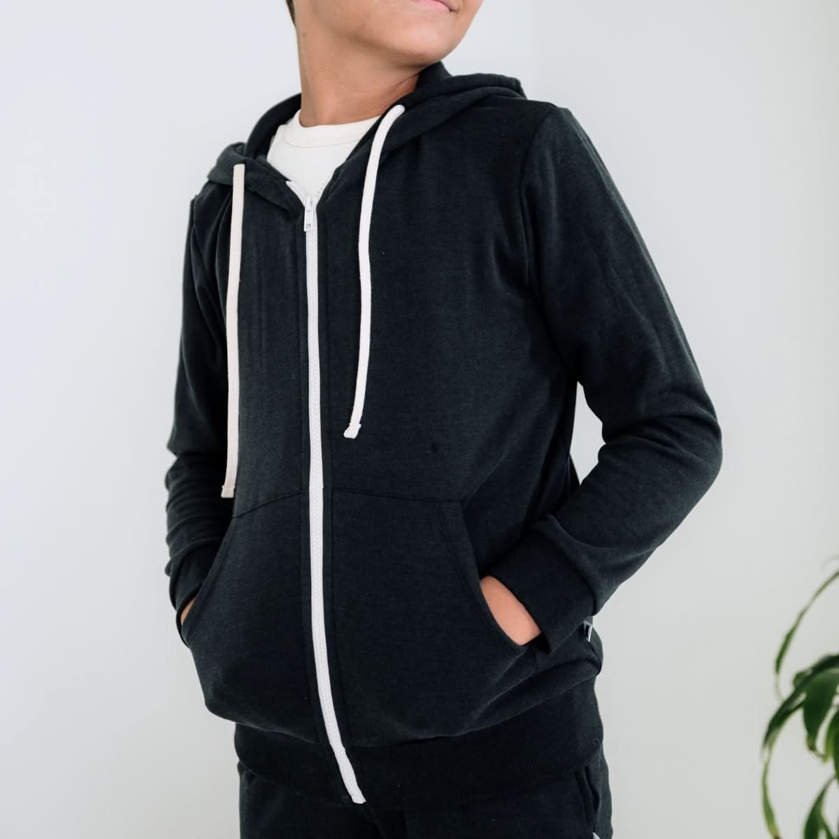 Youth Bamboo Fleece Zip-Up Hoodie | Terracotta