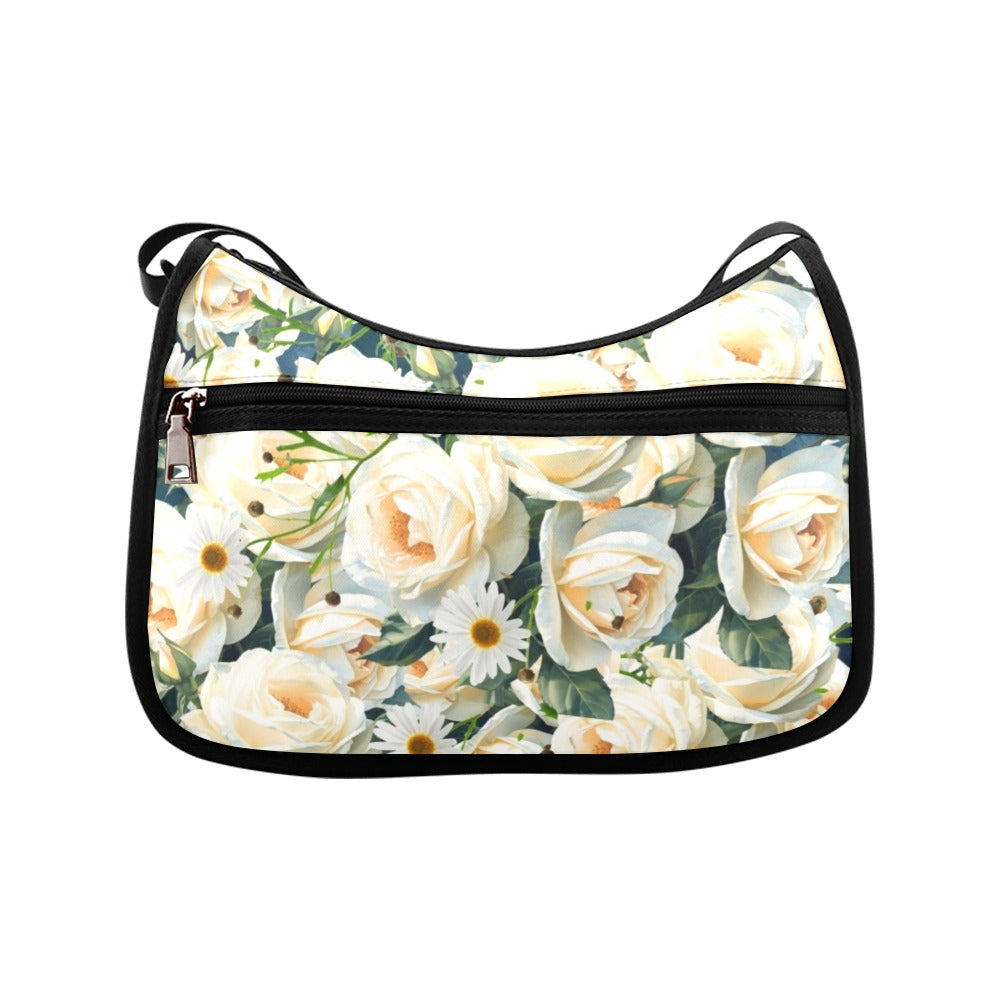 Floribunda and Indigo All Roses and Daisies Shoulder Bag — Back Alley Exclusive