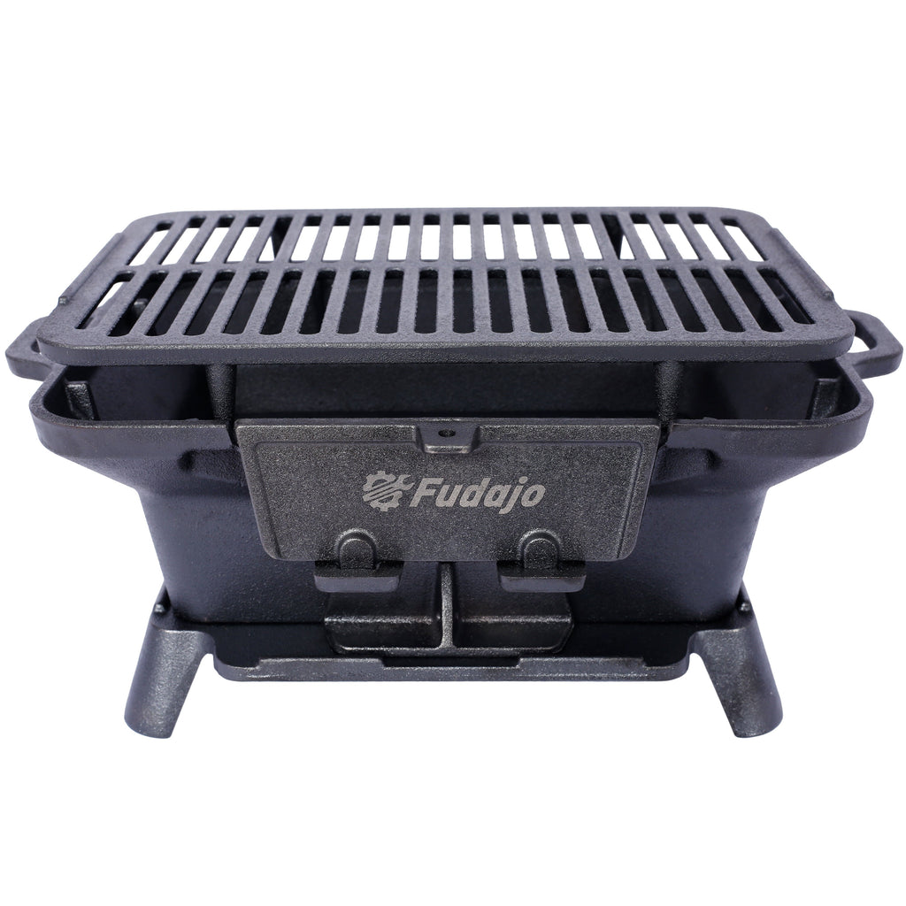 Oval Cast Iron Grill with Enamel Coating - Charcoal Tabletop Skillet