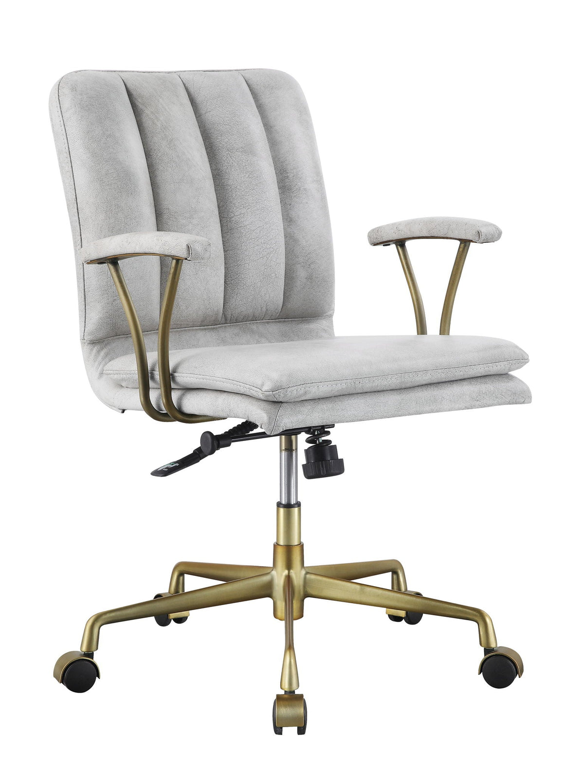 Vintage Top Grain Leather Office Chair with Ergonomic Support - Antique White