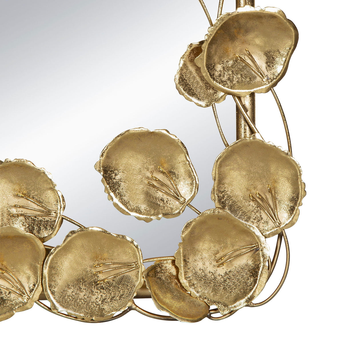 Full Length Floor Mirror with Gold Leaf Accents - Gold