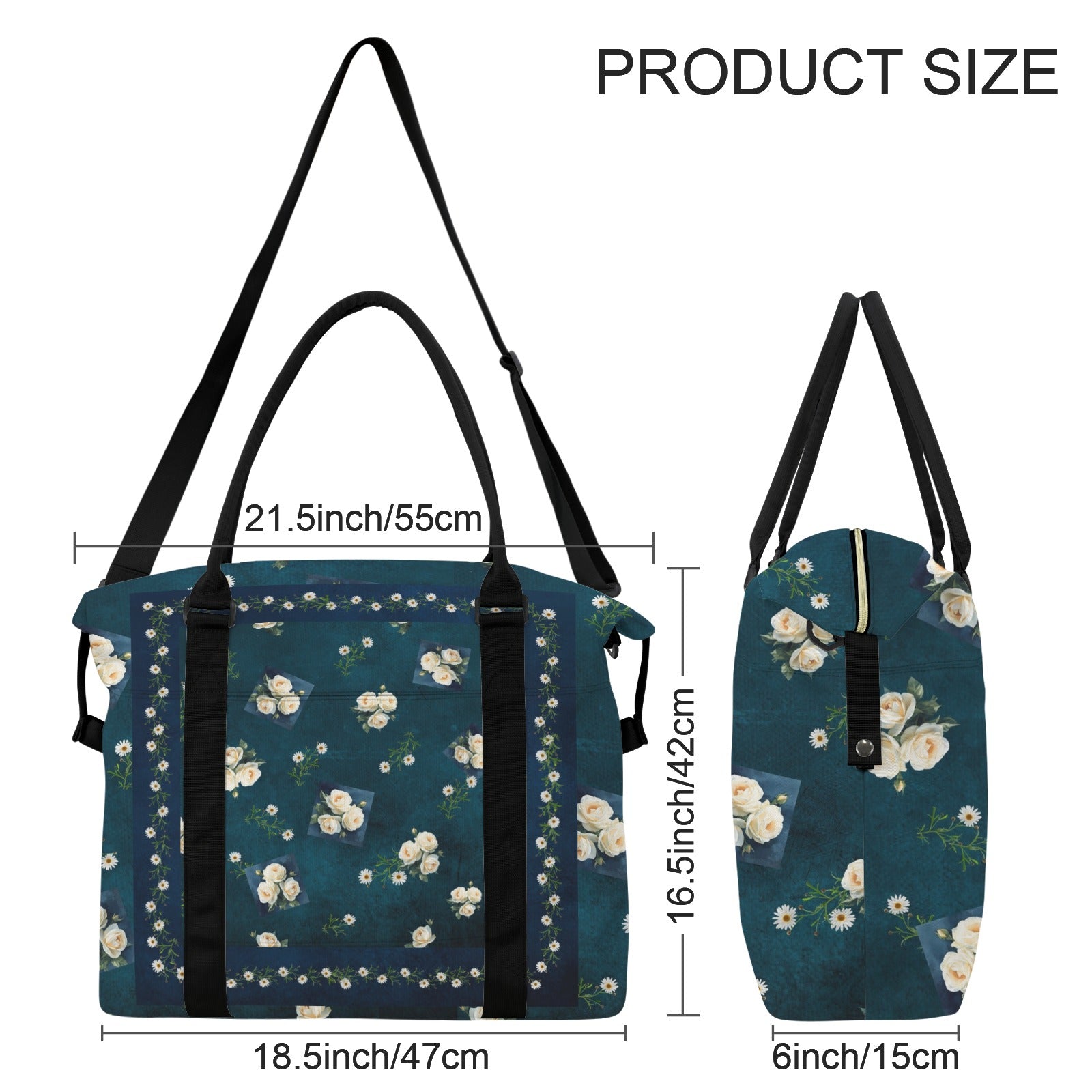 Floribunda and Indigo - Large Travel Bag with Trolley Sleeve - Back Alley Exclusive