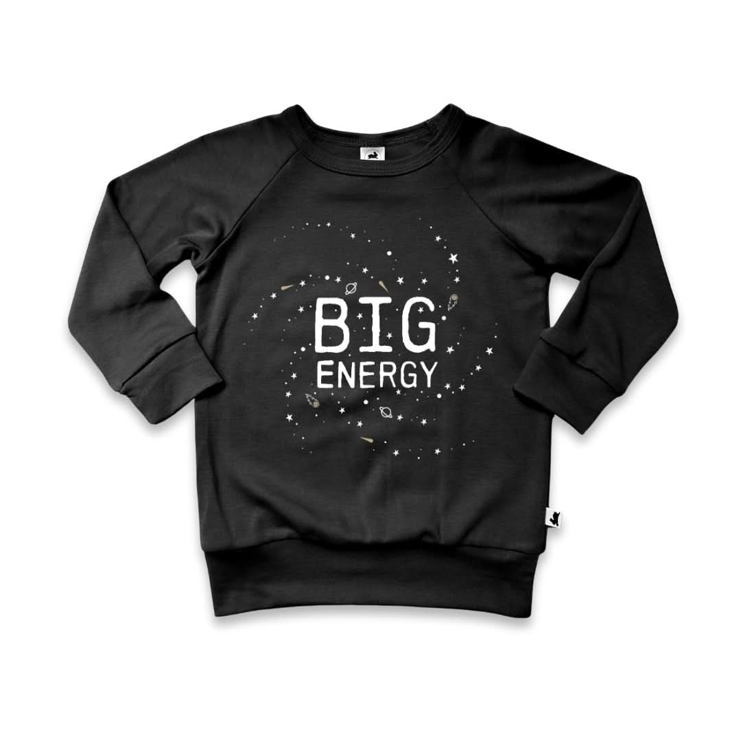 Baby/Kids' Graphic Bamboo Raglan Sleeve Pullover | Big Energy In Black