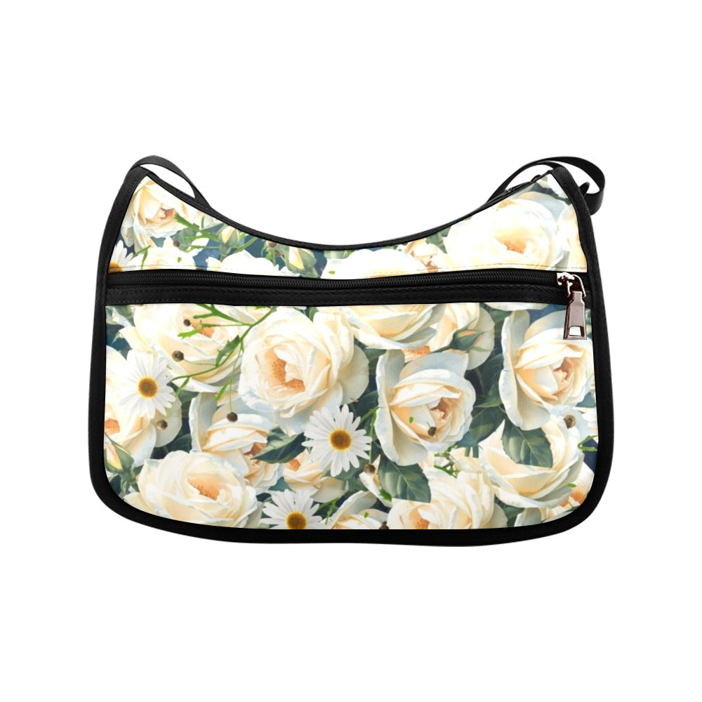 Floribunda and Indigo All Roses and Daisies Shoulder Bag — Back Alley Exclusive