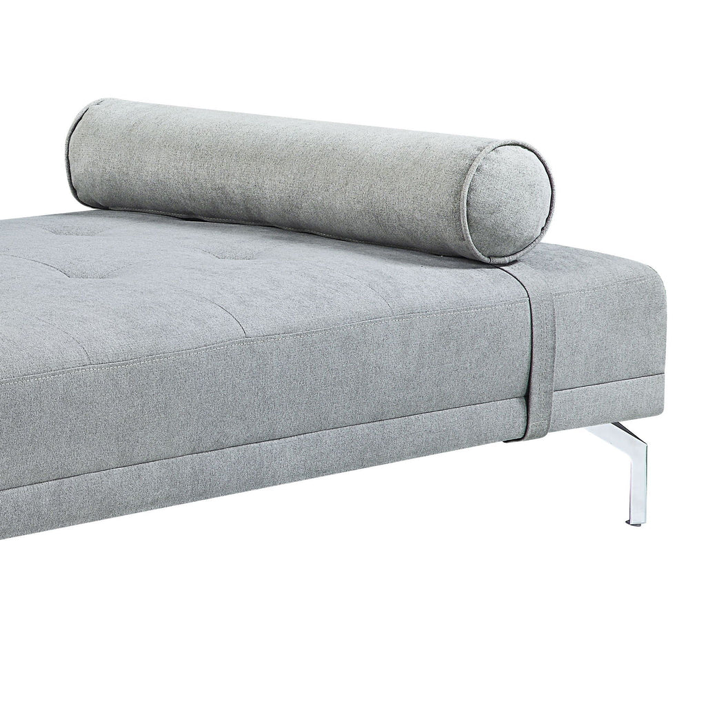 Gray Velvet Sofa Bed with Pillow - Convertible Chaise