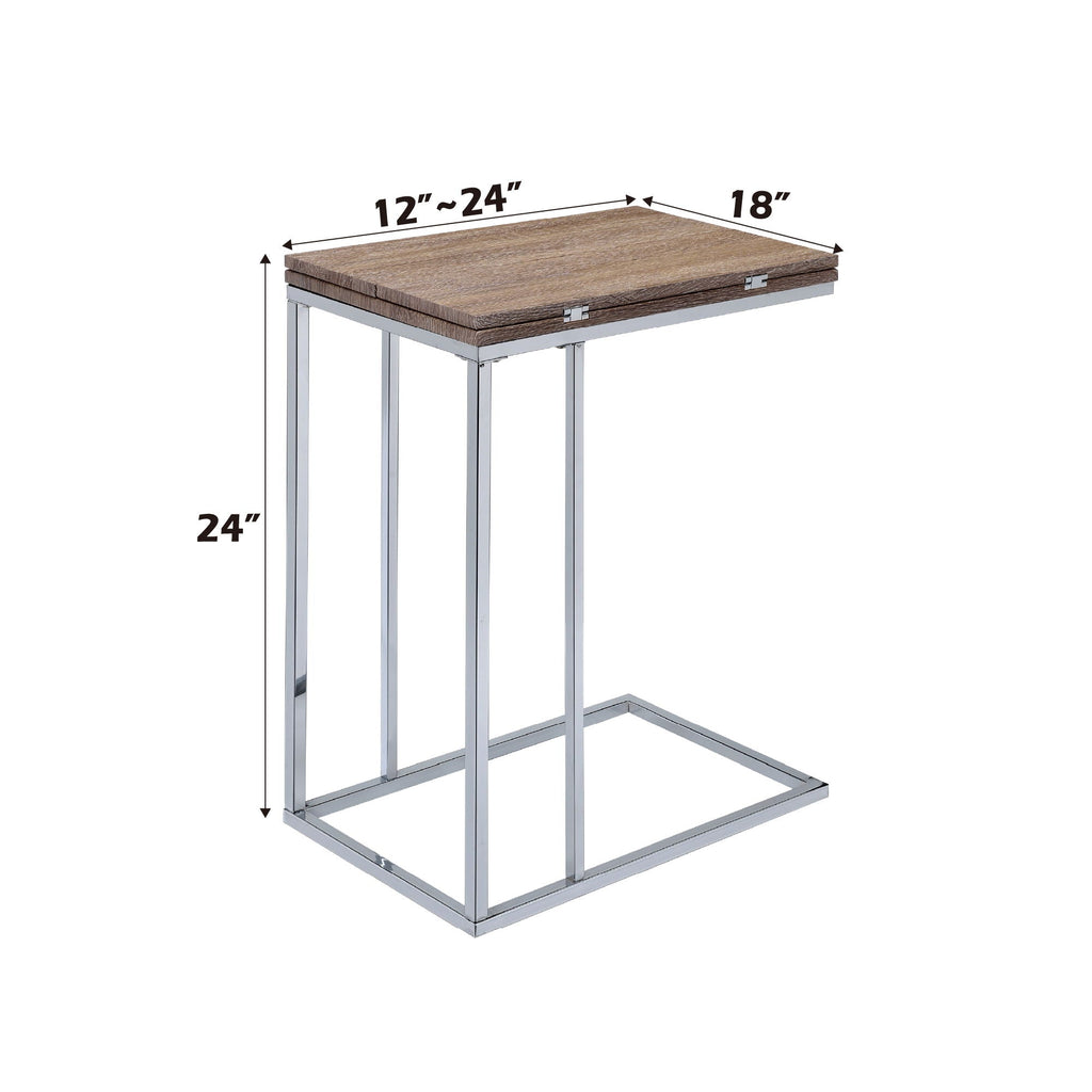 Danson Weathered Oak Accent Table with Folding Swivel Top - Oak