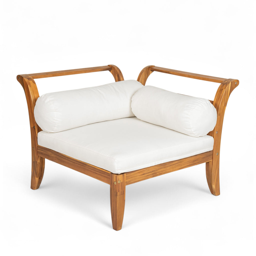6 Piece Acacia Wood Outdoor Modular Sectional with Daybed - Teak Beige