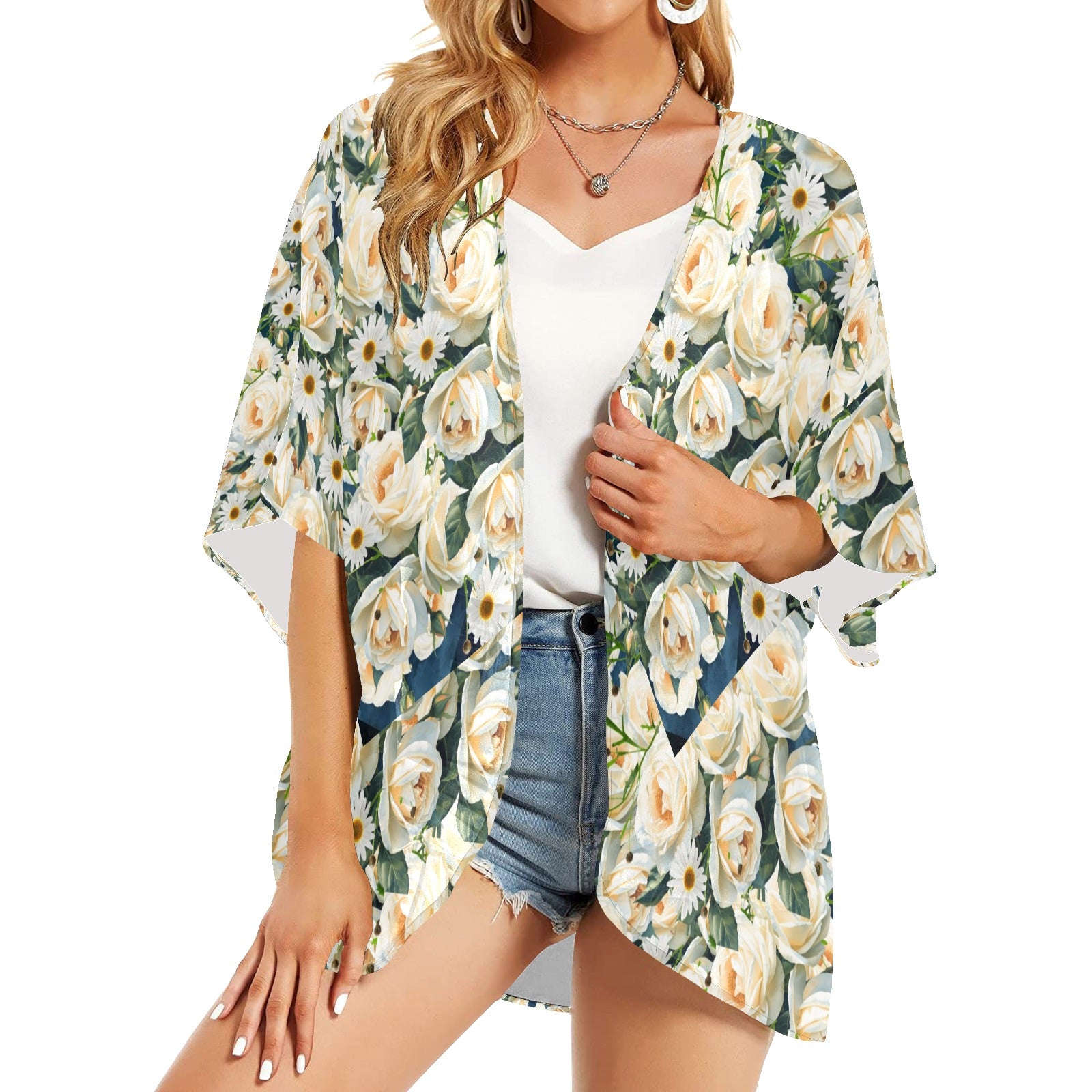 More Roses and Daisies Chiffon Kimono — Back Alley Exclusive