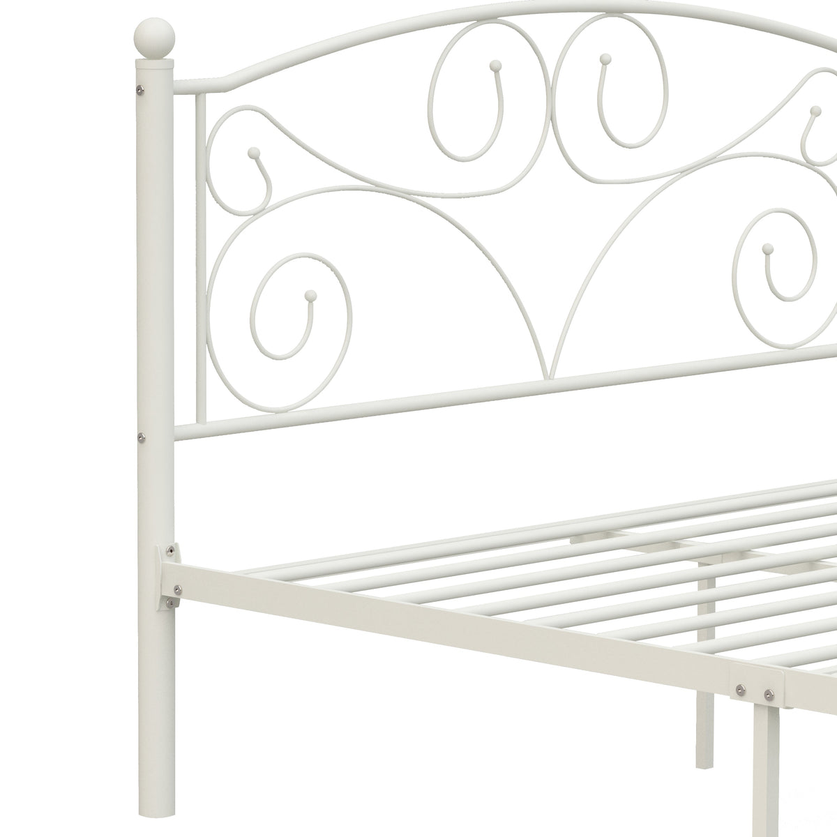 Queen Size Metal Bed Frame with Flower Headboard and Footboard