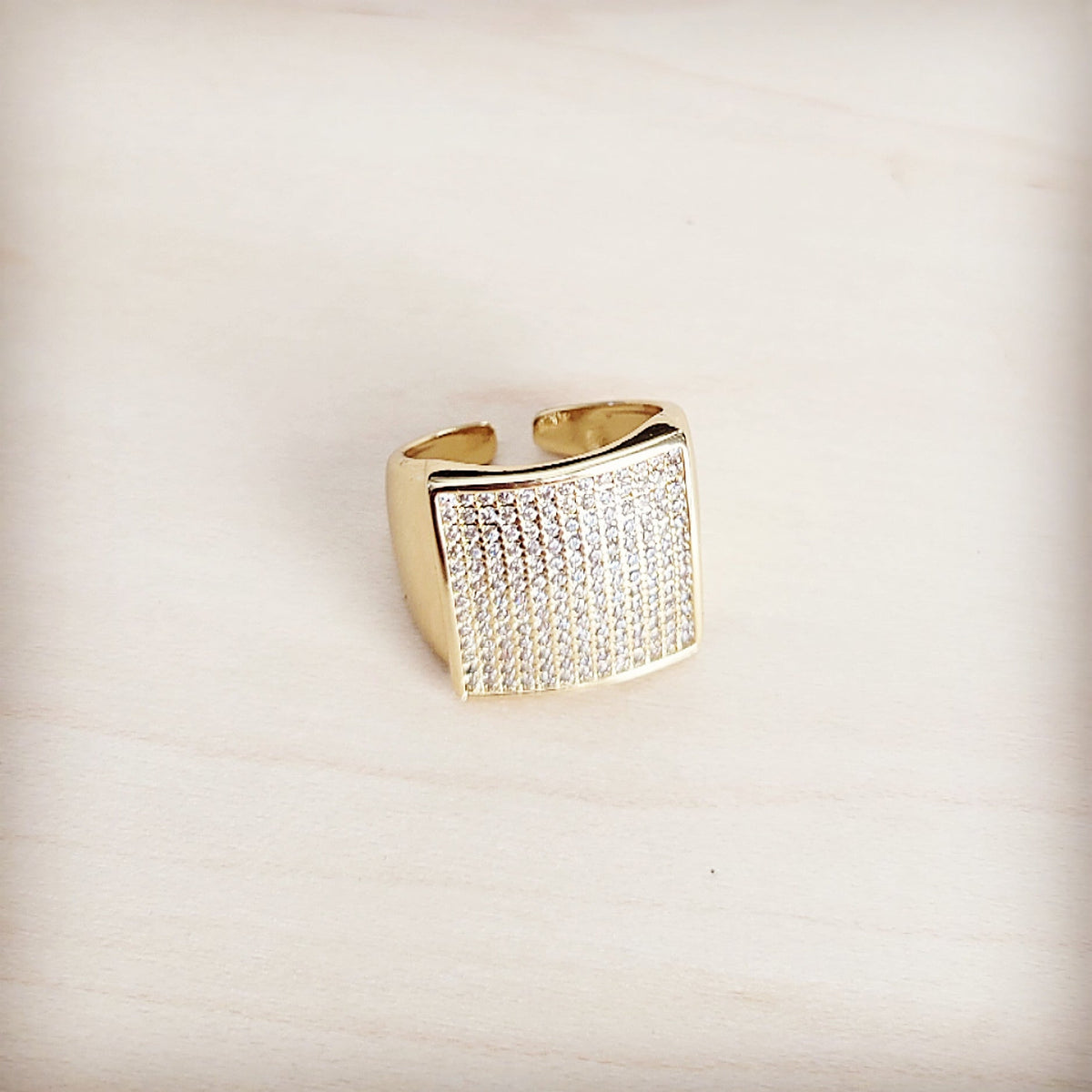 **Square Sparkle Gilded Statement Ring 013mm