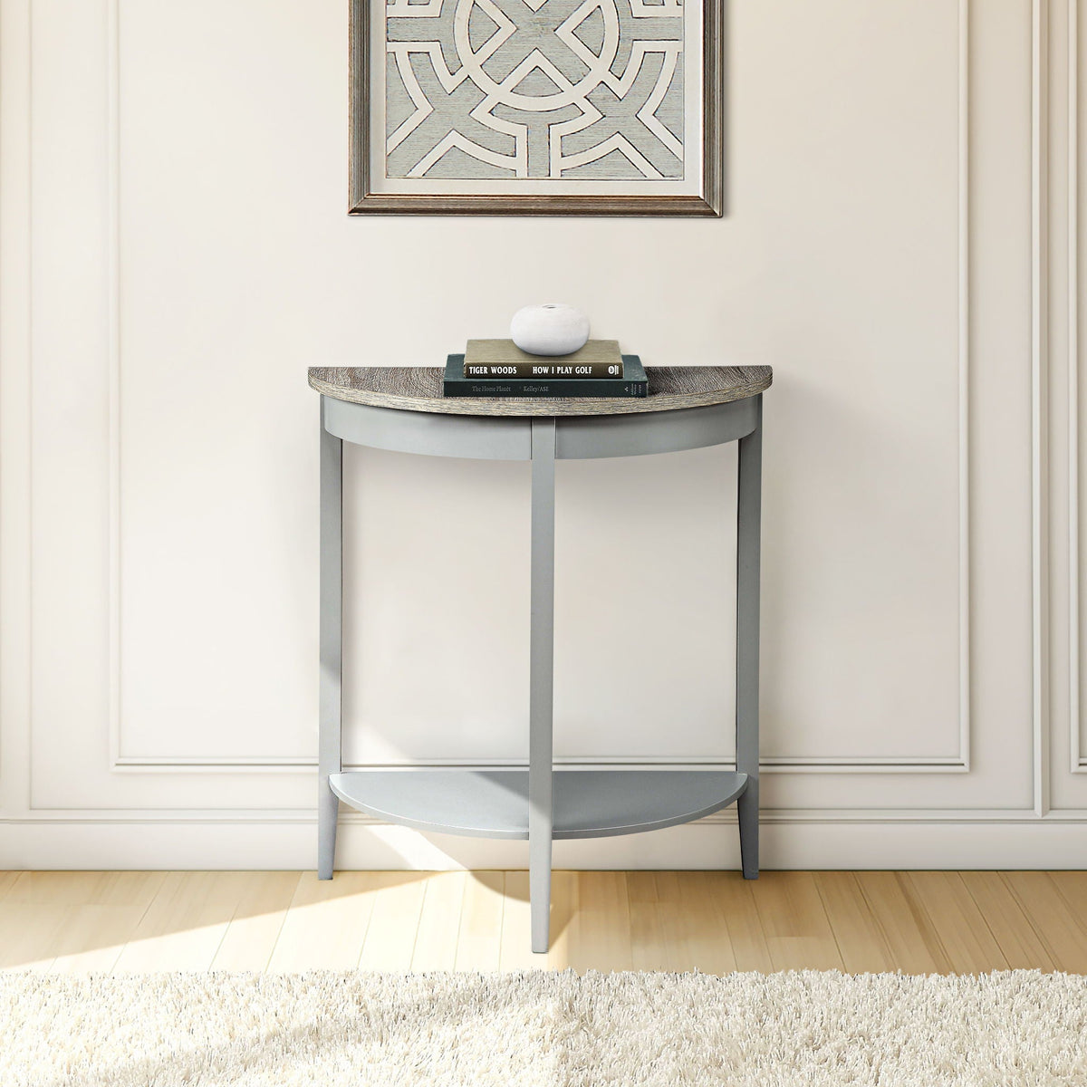 Justino Console Table with Pine Legs - Gray / Oak