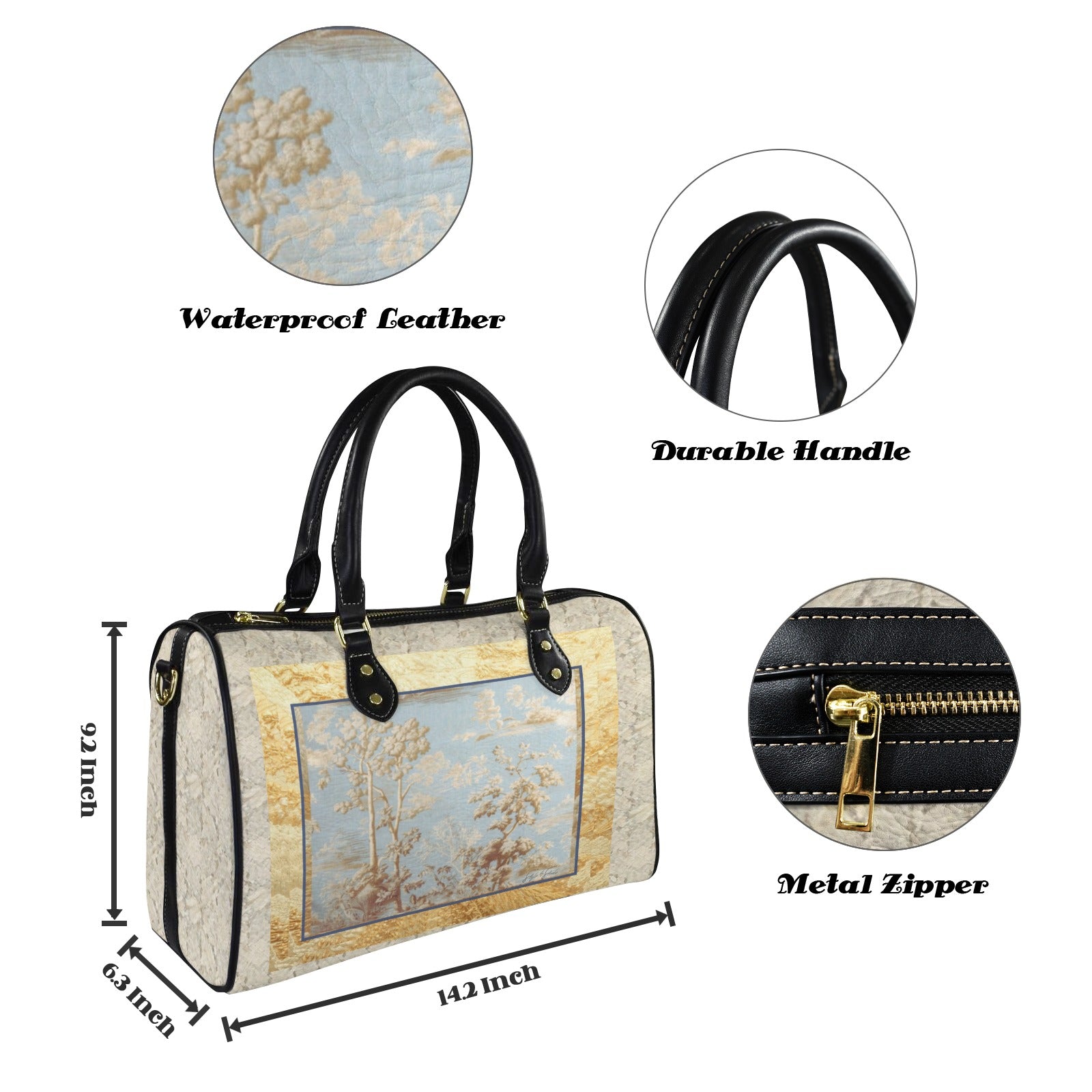 Blue Toile Hunting Landscape Small Travel Tote — Back Alley Exclusive