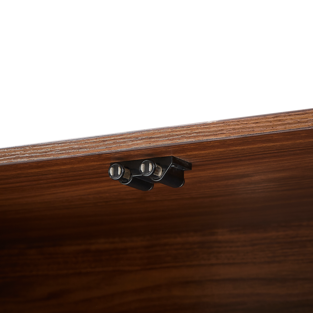 Walnut Sideboard Storage Cabinet with Wave Pattern - 64" Wide