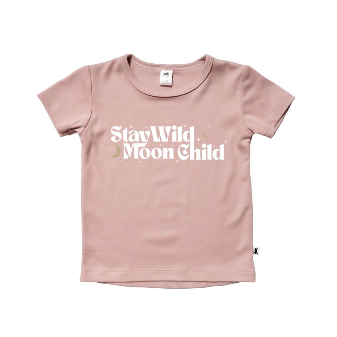 Baby/Kids' Bamboo Graphic T-Shirt | "Stay Wild Moonchild" | Rosewood