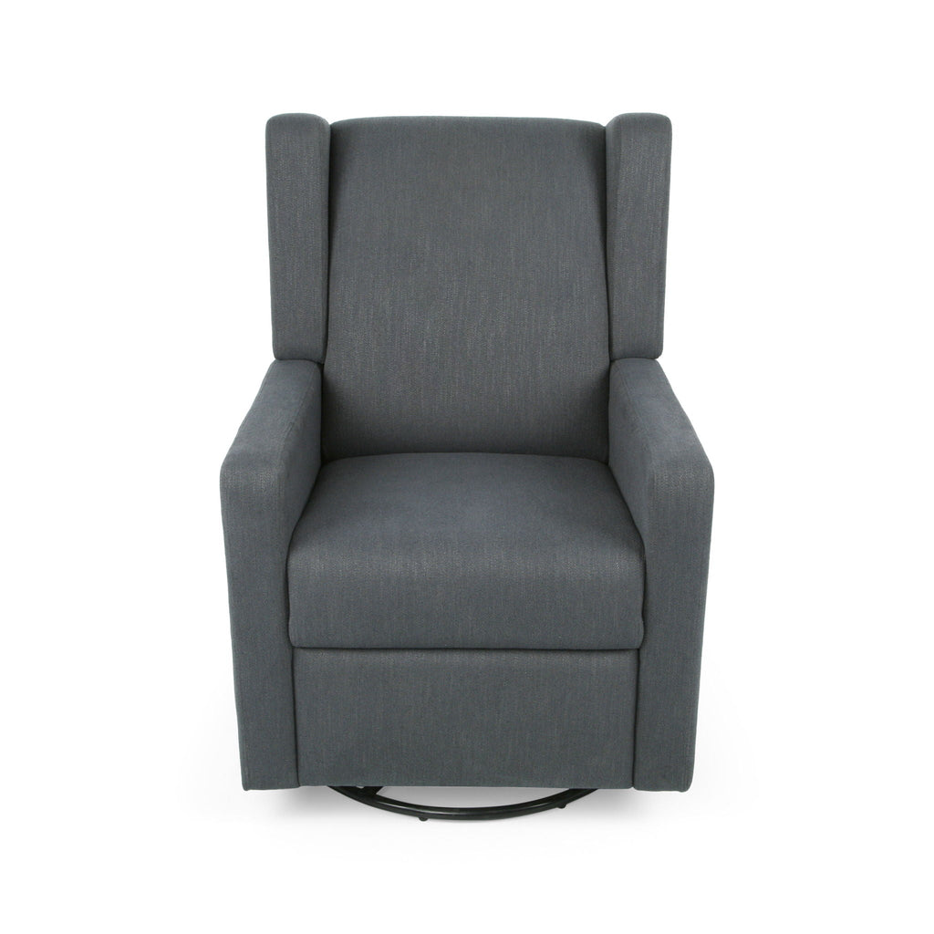 Landau Contemporary Fabric Upholstered Swivel Recliner with Manual Lever - Dark Gray