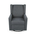 Landau Contemporary Fabric Upholstered Swivel Recliner with Manual Lever - Dark Gray