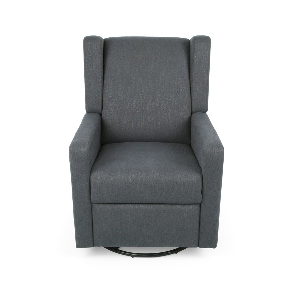 Landau Contemporary Fabric Upholstered Swivel Recliner with Manual Lever - Dark Gray