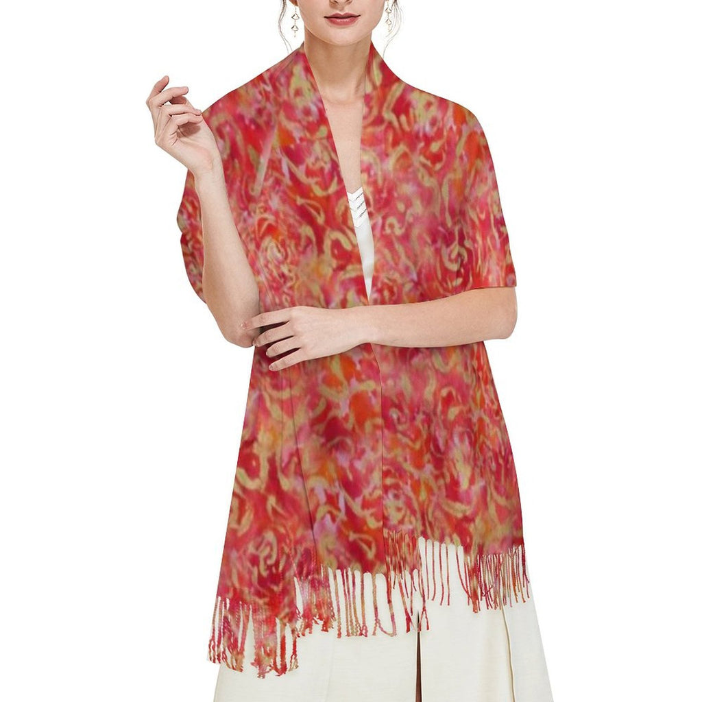 All Red Roses Tassel Scarf - TSteele.Art/Design