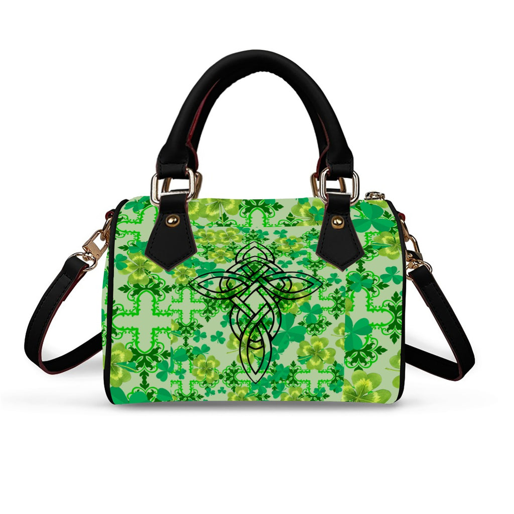 Clover and Celtic Crosses Classic Barrel Handbag — Exclusive to Back Alley