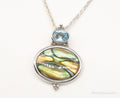 Vintage Paua Abalone Shell Blue Topaz Sterling Silver Necklace