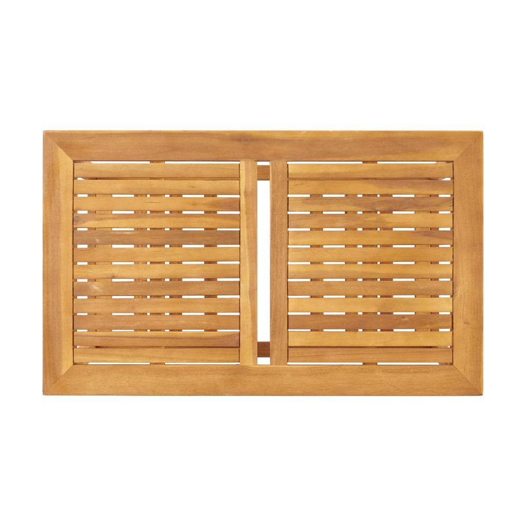 Caydon 2 Club Chairs + Table Outdoor Set with Slat Panel Design - Natural Wood