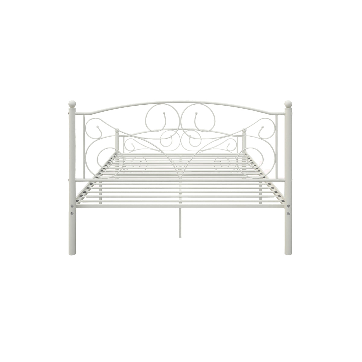 Queen Size Metal Bed Frame with Flower Headboard and Footboard