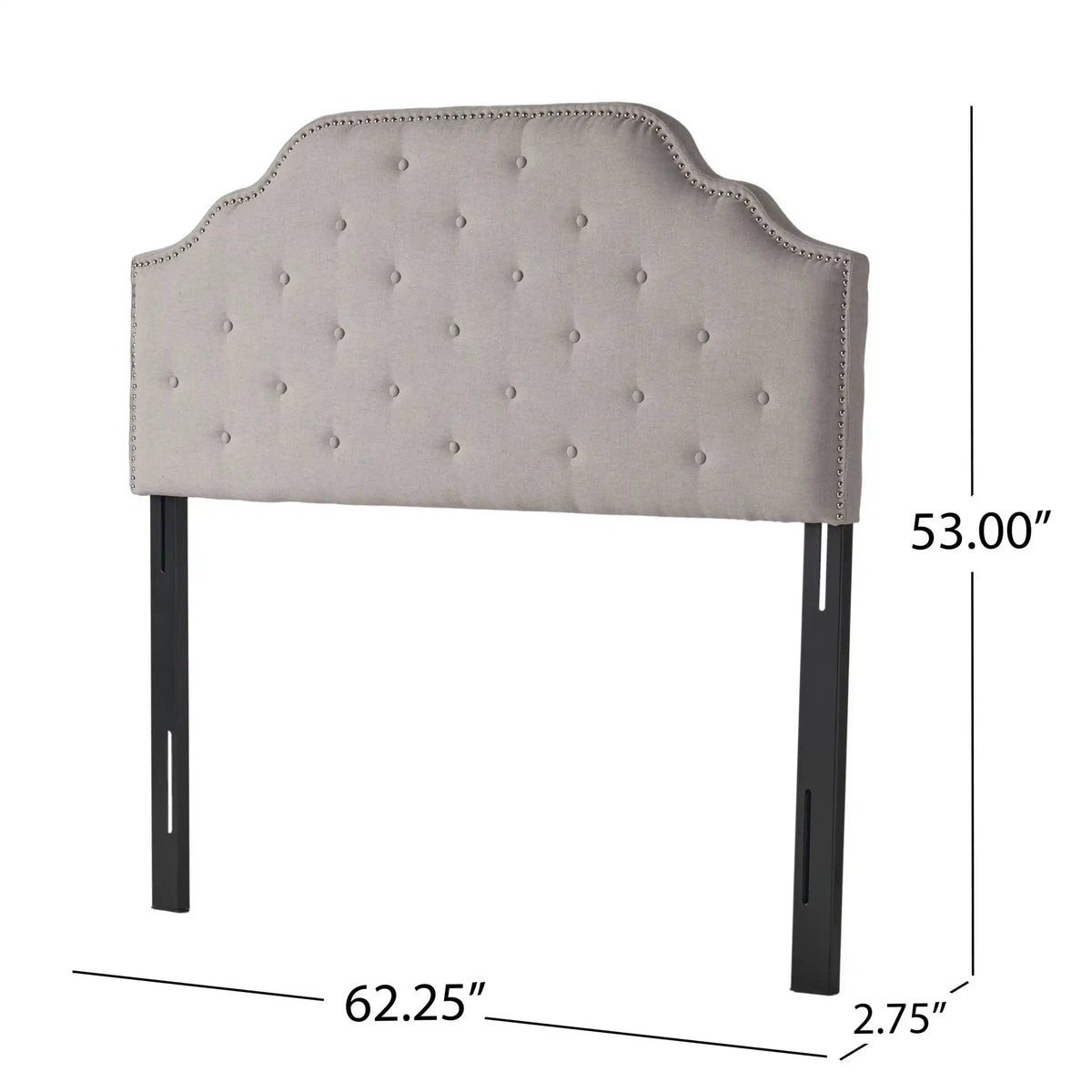 Luella Button Tufted Upholstered Headboard with Fabric Finish – Queen, Beige, Gray, Dark Gray