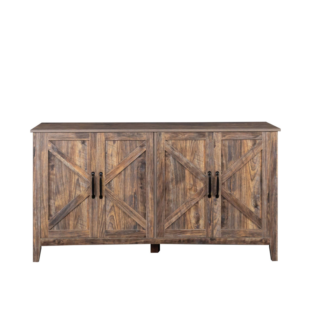 Cabinet with 4 Doors and 4 Open Shelves Freestanding Sideboard - Melamine Finish