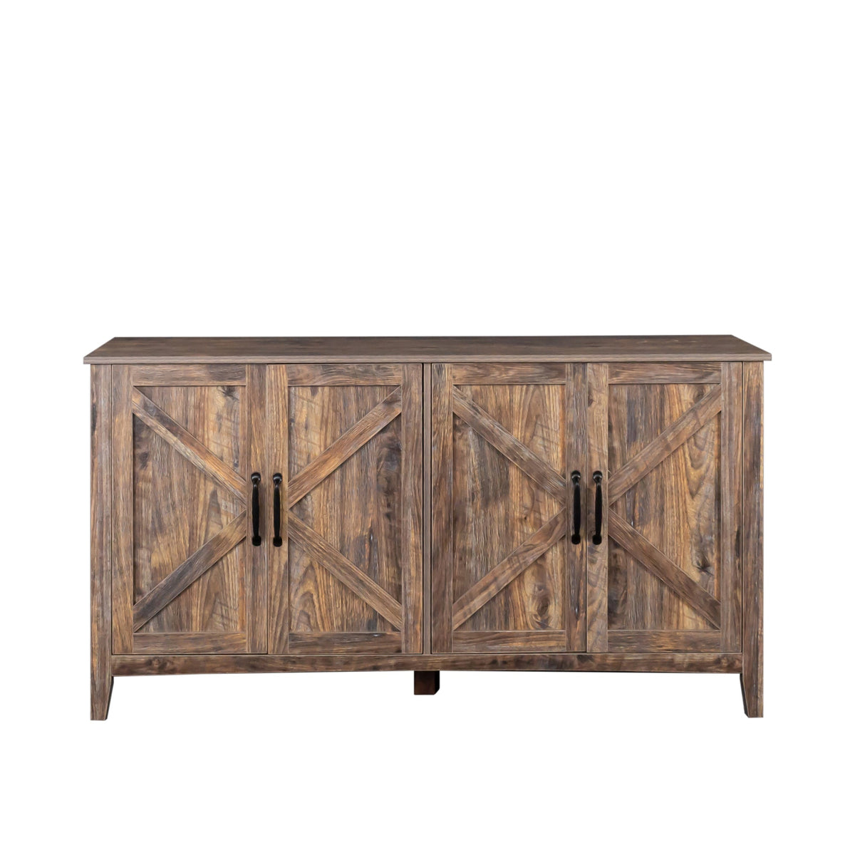 Cabinet with 4 Doors and 4 Open Shelves Freestanding Sideboard - Melamine Finish