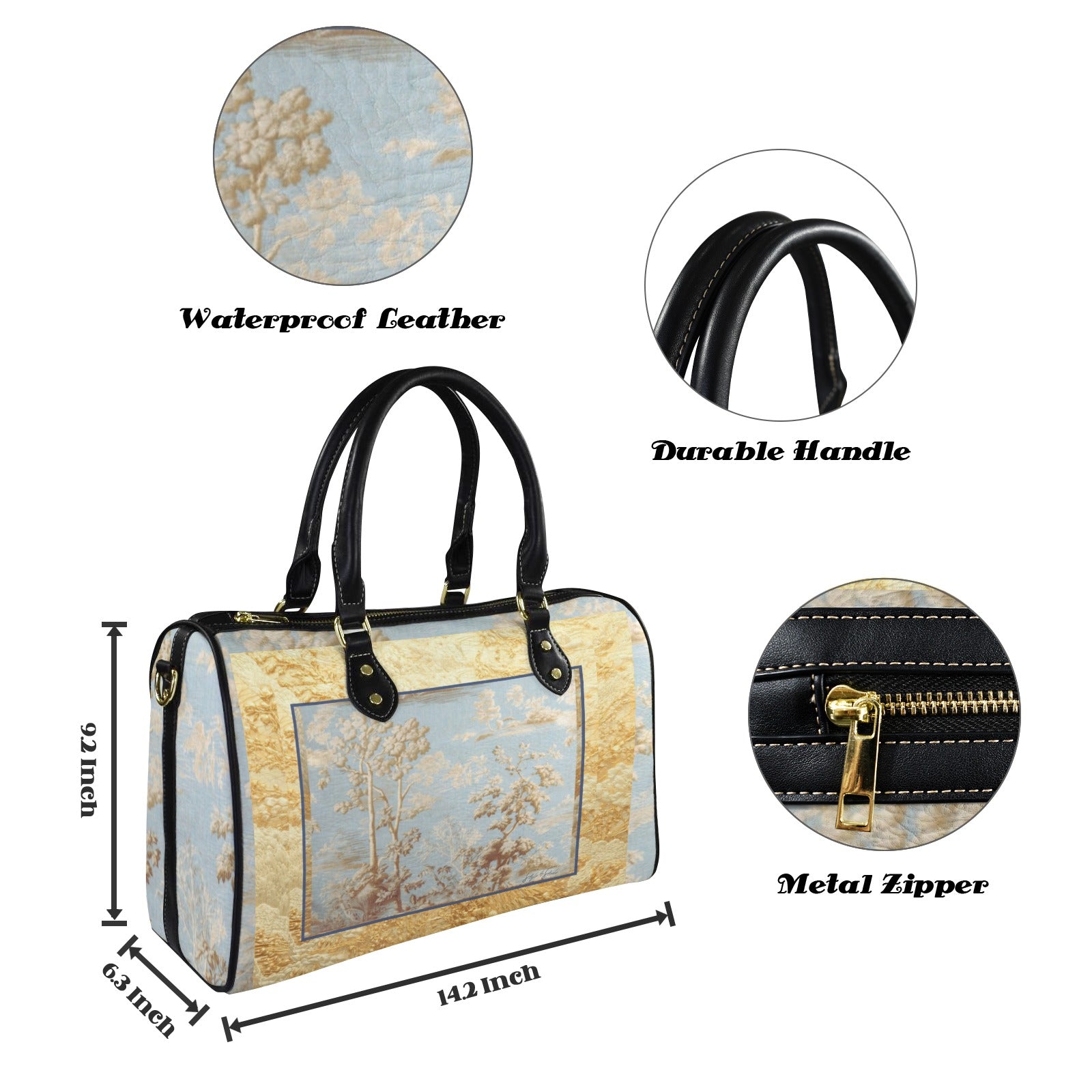 Blue Toile Hunting Landscape Small Travel Tote — Back Alley Exclusive
