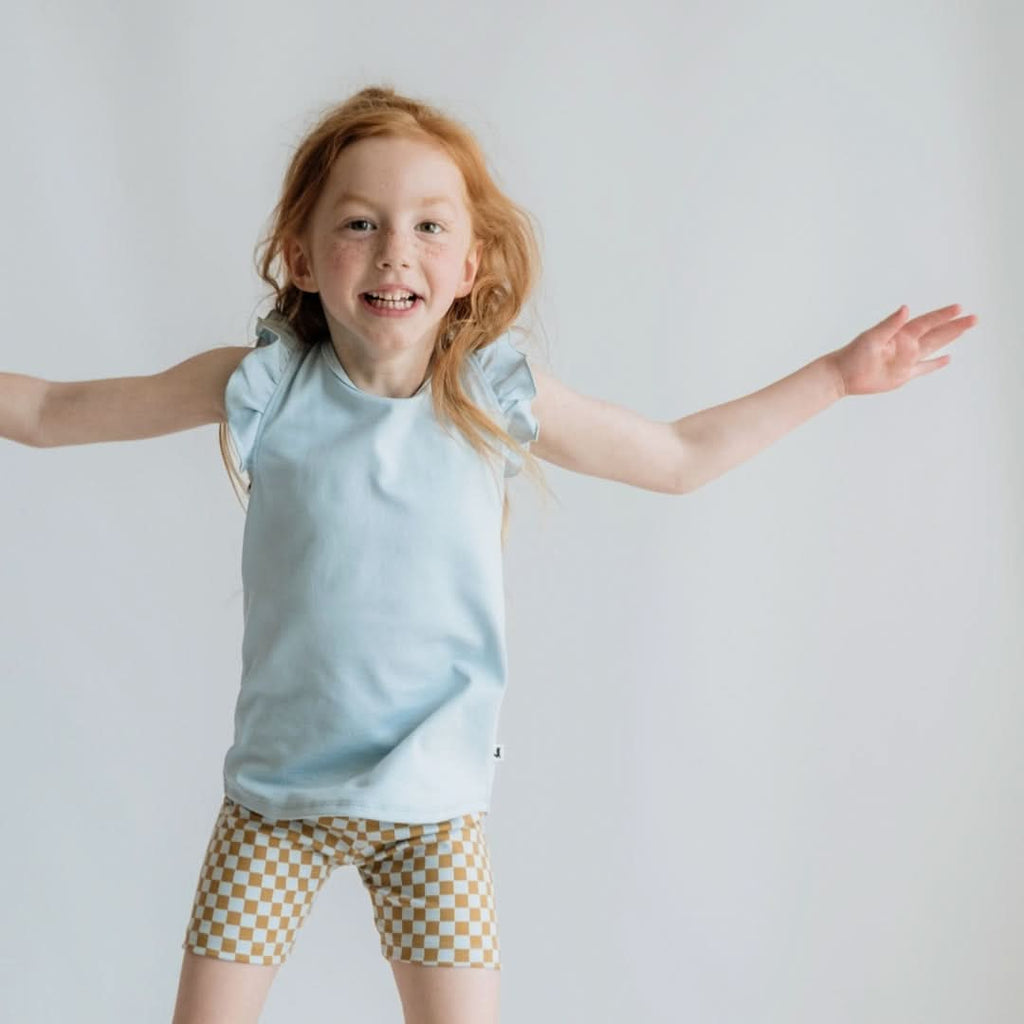 Baby/Kids' Bamboo Ruffle Shoulder | Powder Blue
