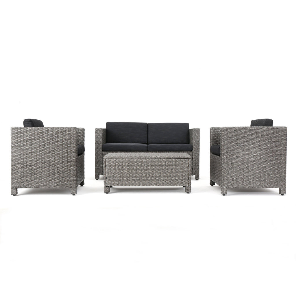 Puerta 4-Piece Outdoor Furniture Set with Water-Resistant Cushions - Rattan